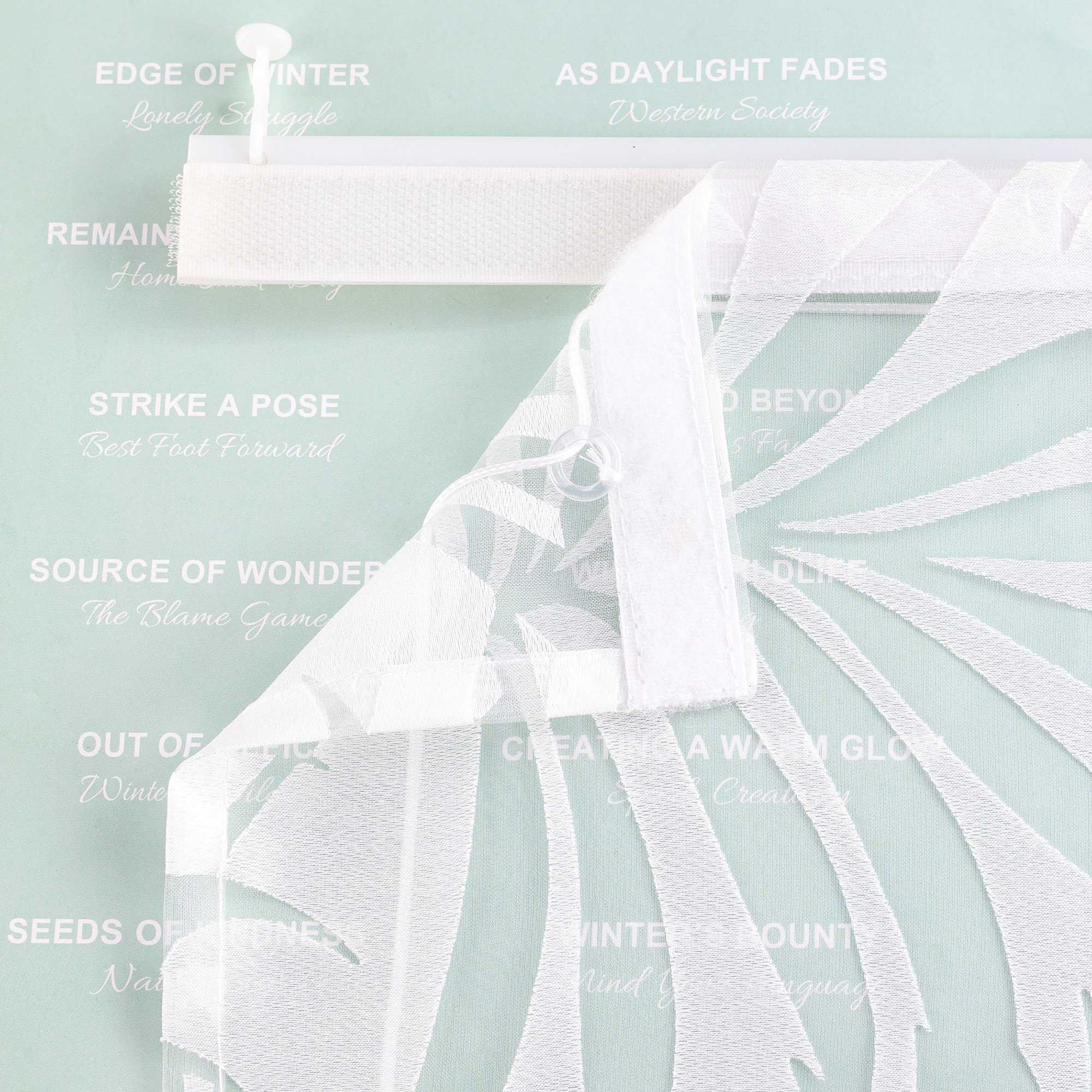 Roman Shade with Leaf Pattern and Hook-and-Loop Tape - White, W x H 140 x 140cm