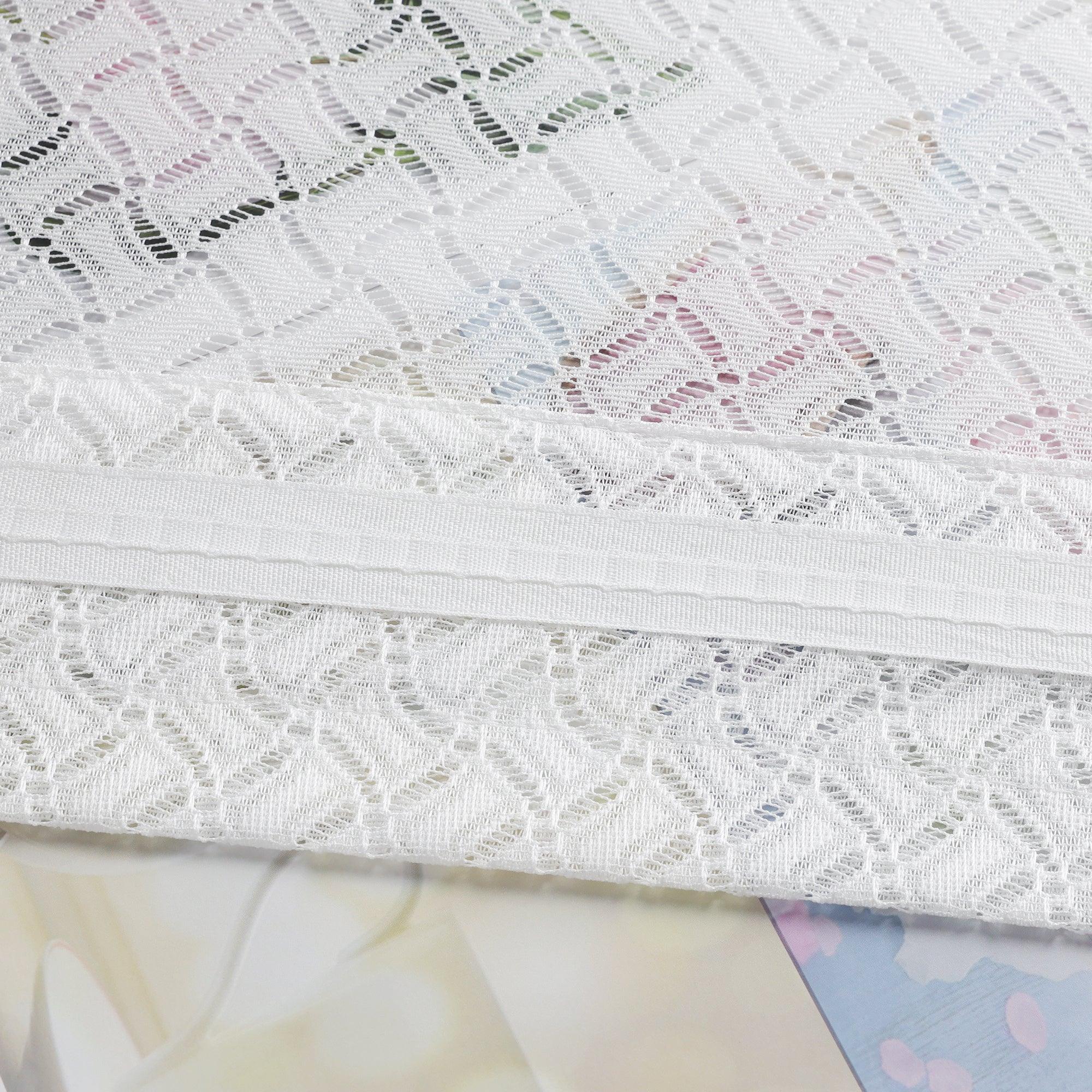 Set of 2 Jacquard Cafe Curtains with Rod Pocket Short White - White, W x H 110 x 90cm