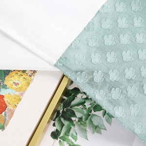 Cafe Curtain in Patchwork Style with Clover Pattern, 2 Pieces, with Tab-Top Design