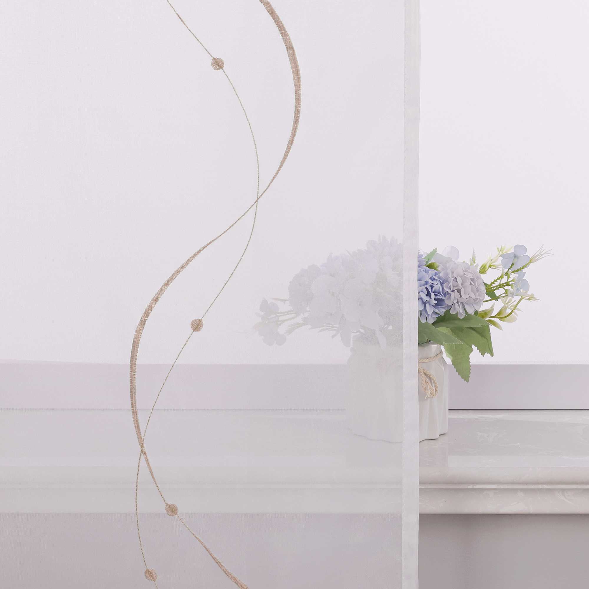 Hook-and-Loop Sliding Panel Curtains with Wave Pattern with Hook-and-Loop Tape 2 Pieces