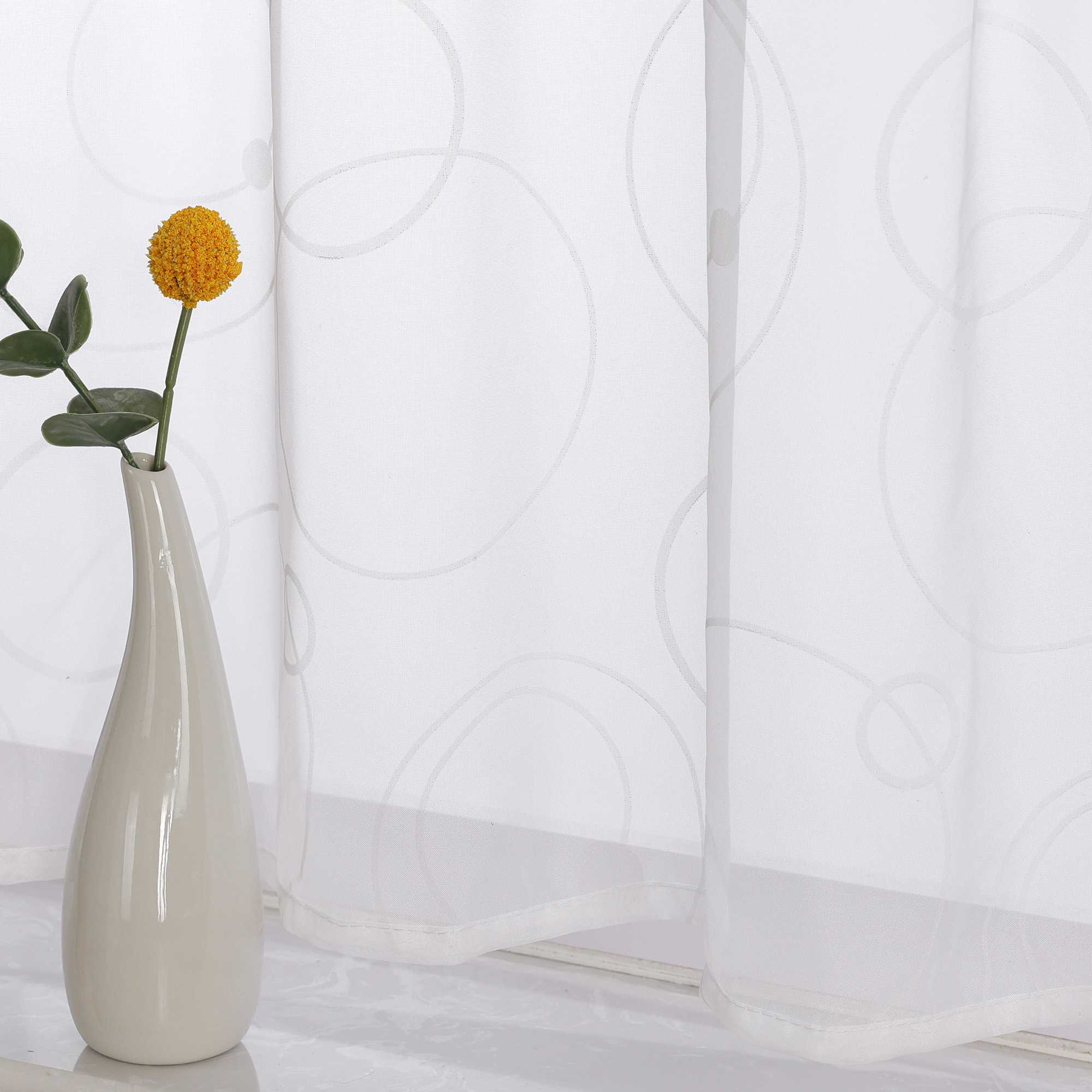 Cafe Curtain with Rod Pocket Short White - White, H x W 45 x 90cm