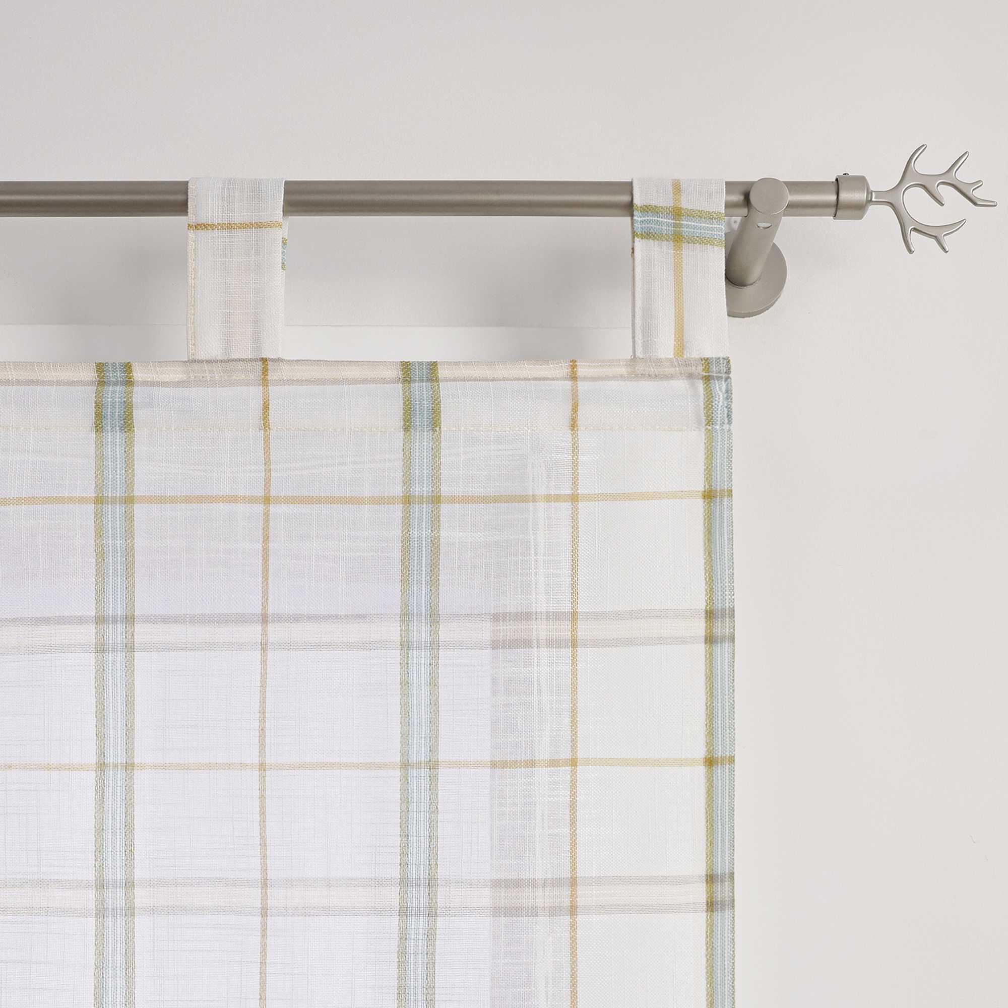 Roman Shade in Linen-Look Fabric Country Style Checked Semi-Sheer