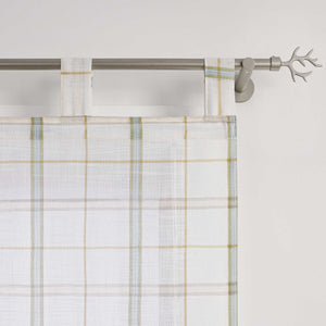 Roman Shade in Linen-Look Fabric Country Style Checked Semi-Sheer