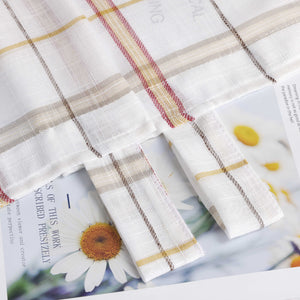 Roman Shade in Linen-Look Fabric Country Style Checked Semi-Sheer - Green, W x H 140 x 140 cm