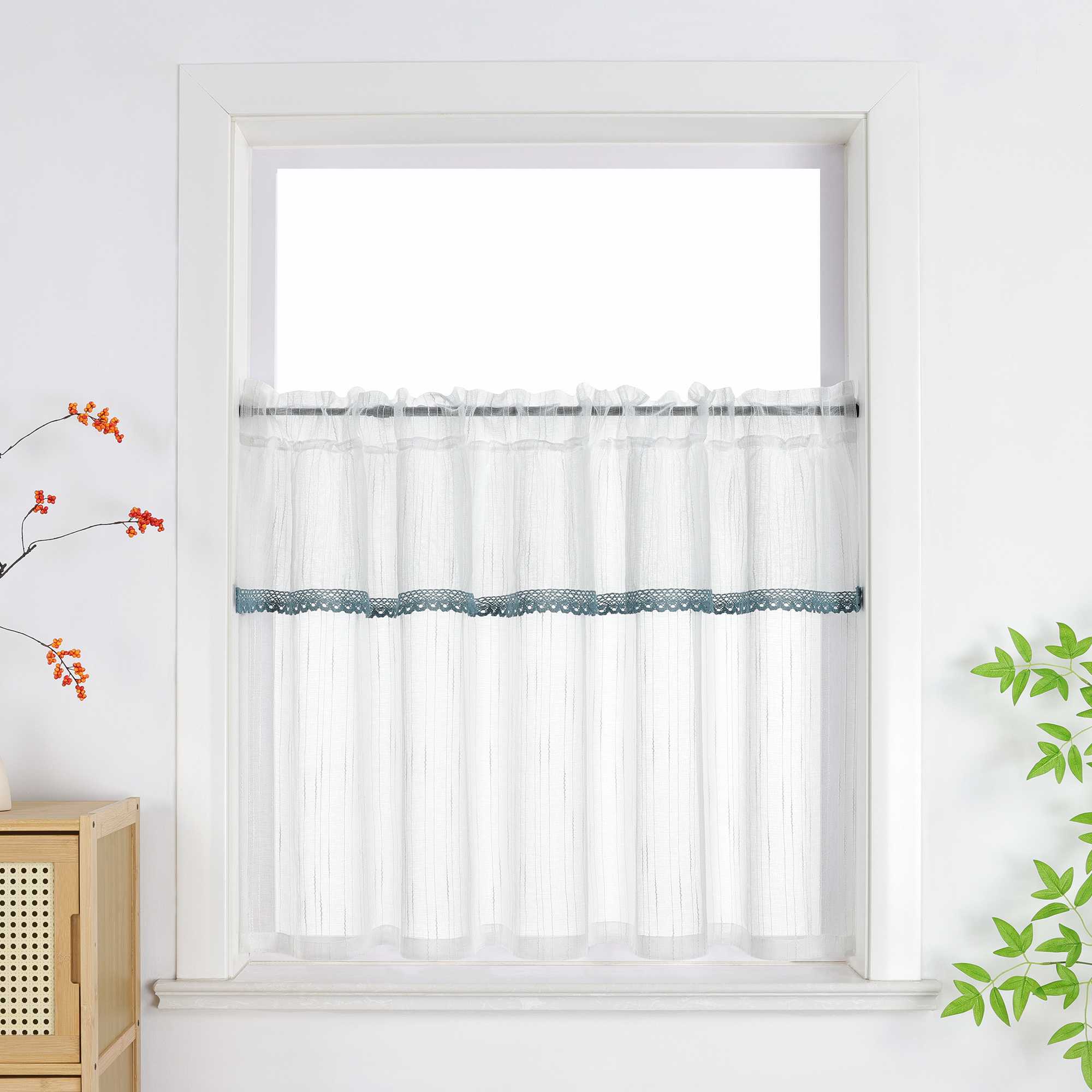 Delien Curtain Modern with Lace - White, W x H 140 x 70cm