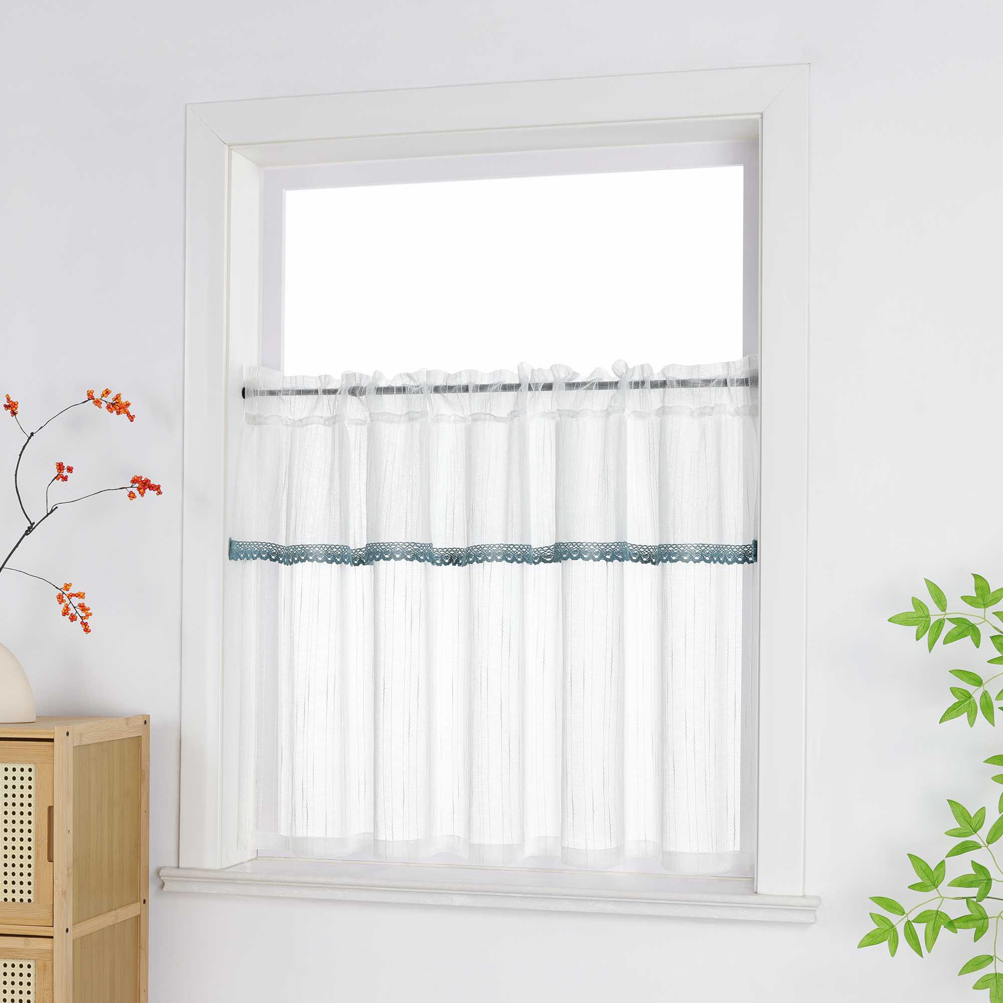 Delien Curtain Modern with Lace - White, W x H 140 x 80cm