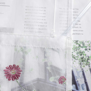 Roman Shade Voile with Tab-Top Hanging and Floral Pattern Embroidery 1 Piece