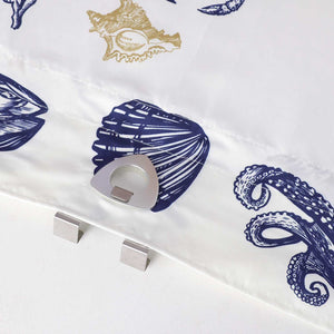 Roman Shade with U-Hooks with Sea-Life Pattern and Decorative Folds Semi-Sheer - Multicolor, W x H 120 x 140cm