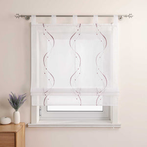 Roman Shade with Tab-Top Hanging and Wave Pattern Embroidery