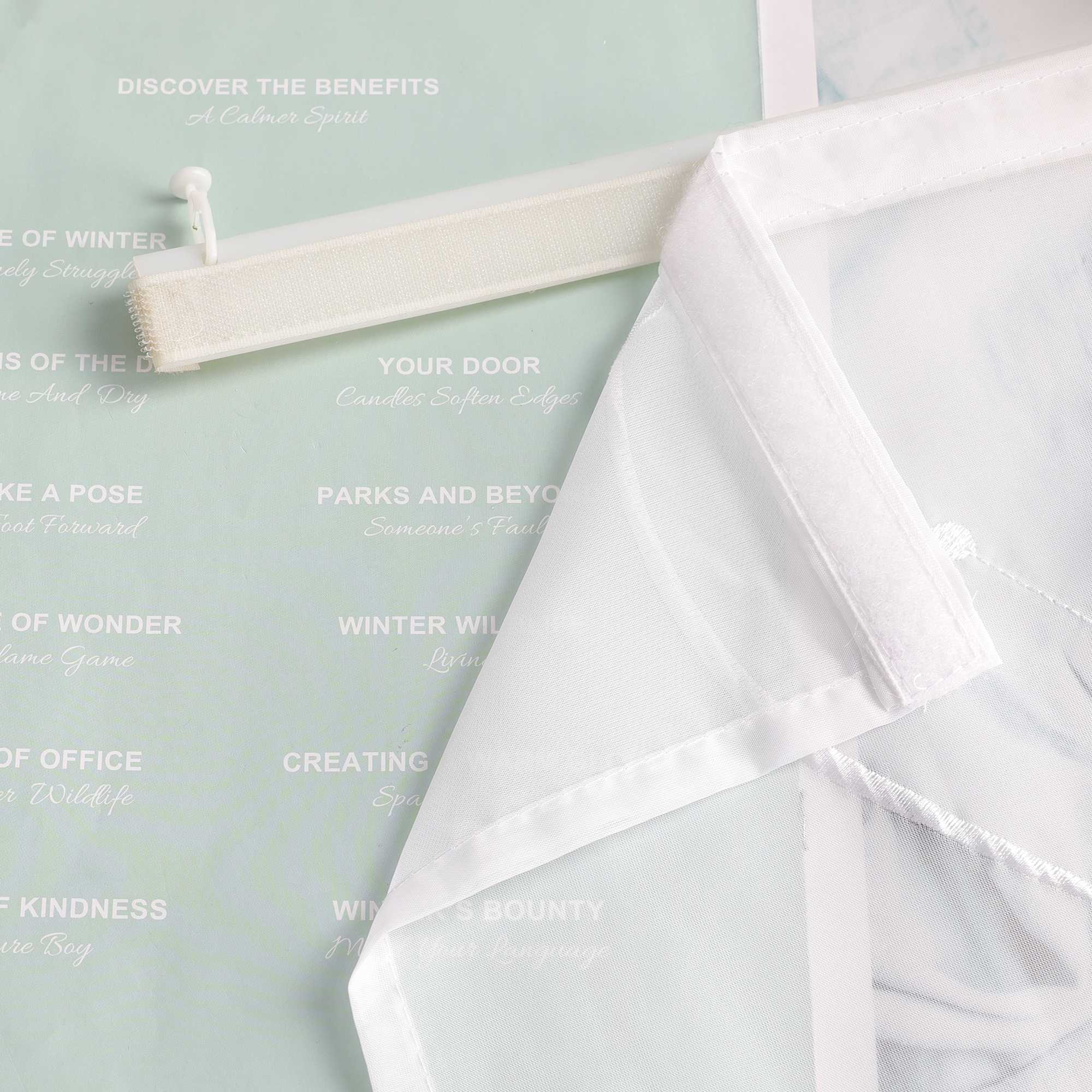 Hook-and-Loop Sliding Panel Curtains with Wave Pattern with Hook-and-Loop Tape 2 Pieces - White, W x H 57 x 245cm