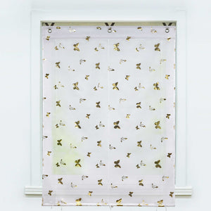 Roman Shade with V-Shaped Tabs with Vibrant Butterfly Pattern 1 Piece - Silver, W x H 80 x 130cm