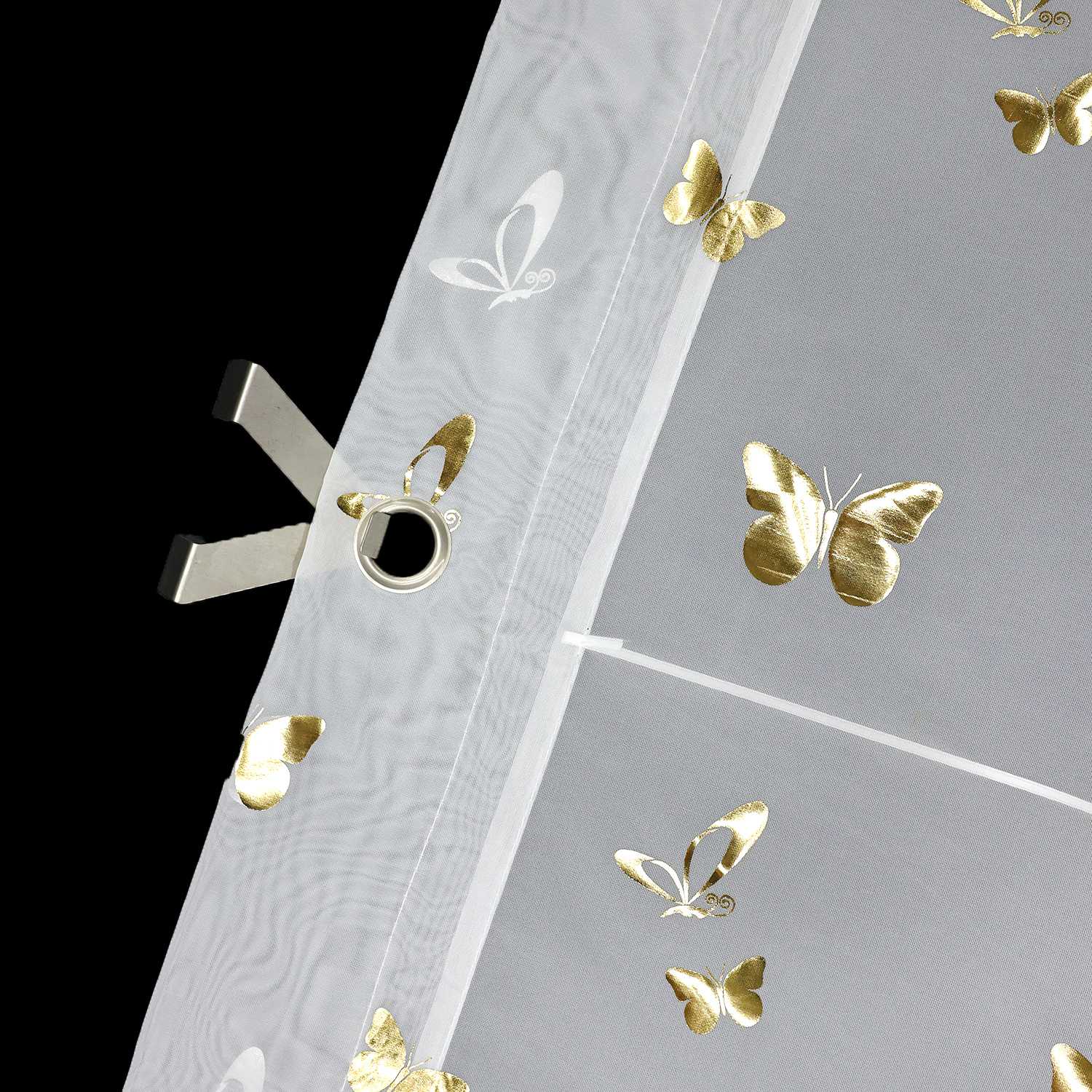 Roman Shade with V-Shaped Tabs with Vibrant Butterfly Pattern 1 Piece - Silver, W x H 120 x 130cm