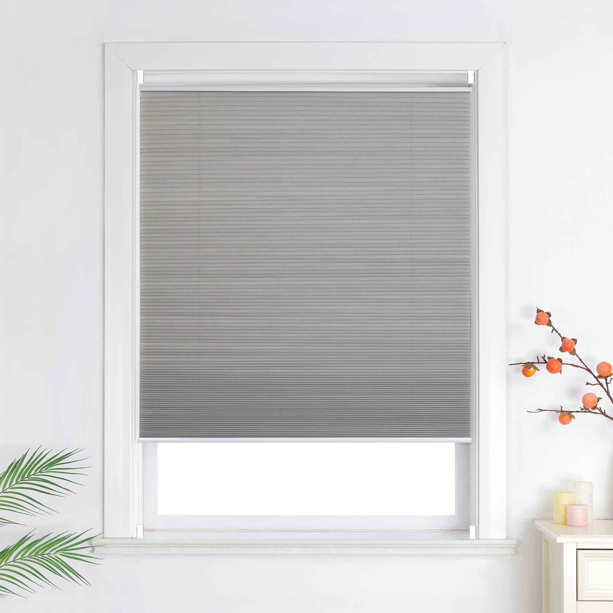 Pleated Blinds Gray with Honeycomb Texture - Gray, W x H 40 x 110cm