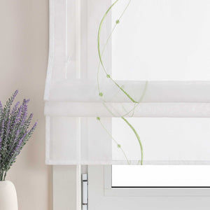 Roman Shade with Tab-Top Hanging and Wave Pattern Embroidery