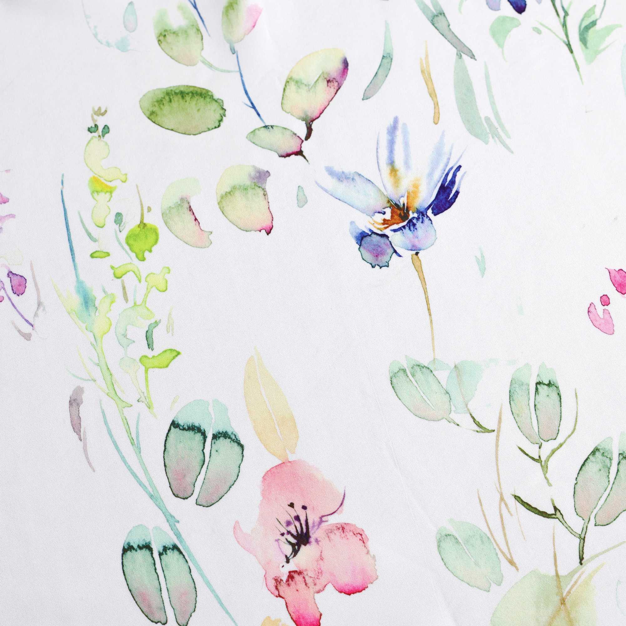 Cafe Curtain Short with Colorful Floral Pattern with Rod Pocket Semi-Sheer - White, H x W 60 x 90cm