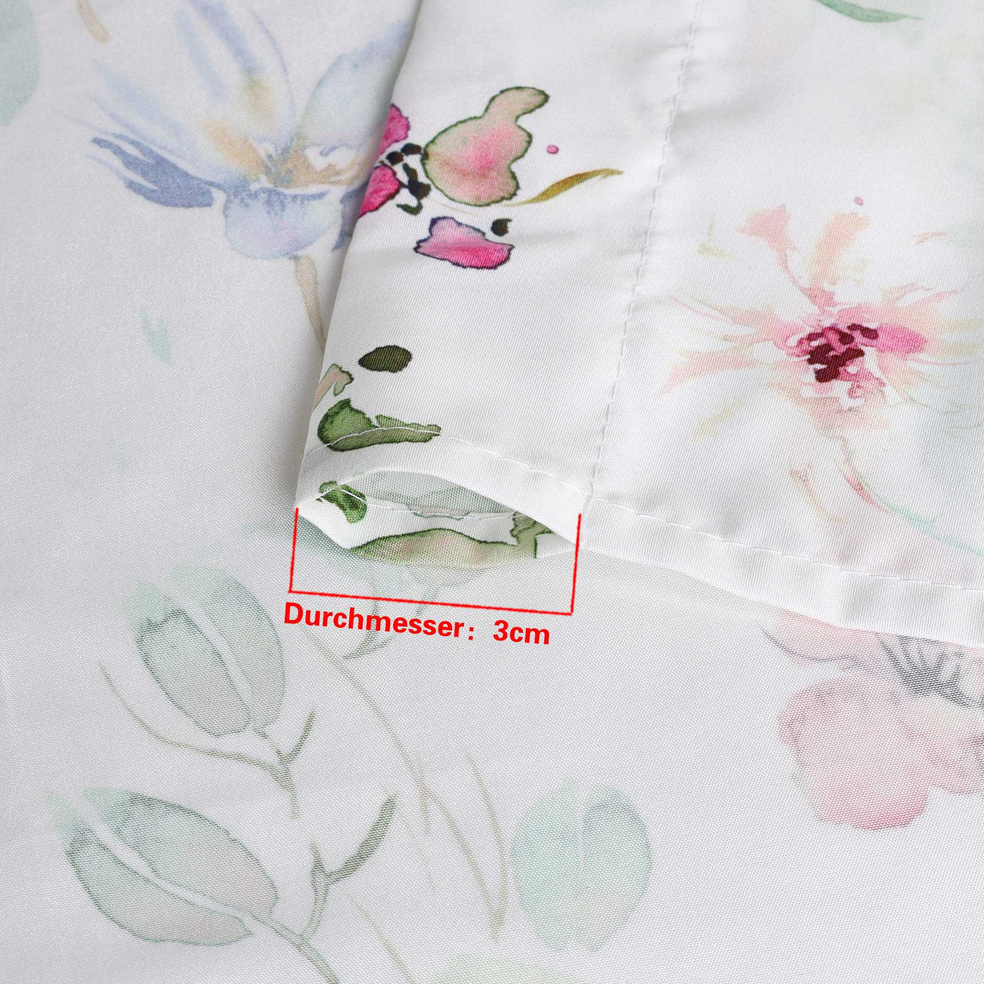 Cafe Curtain Short with Colorful Floral Pattern with Rod Pocket Semi-Sheer - White, H x W 45 x 90cm