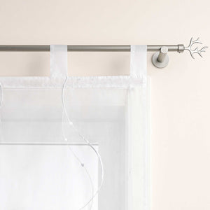 Roman Shade with Tab-Top Hanging and Wave Pattern Embroidery - White, W x H 120 x 140cm
