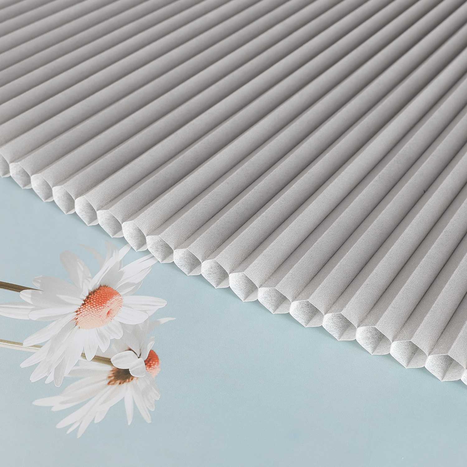 Pleated Blinds Gray with Honeycomb Texture - Gray, W x H 50 x 130cm