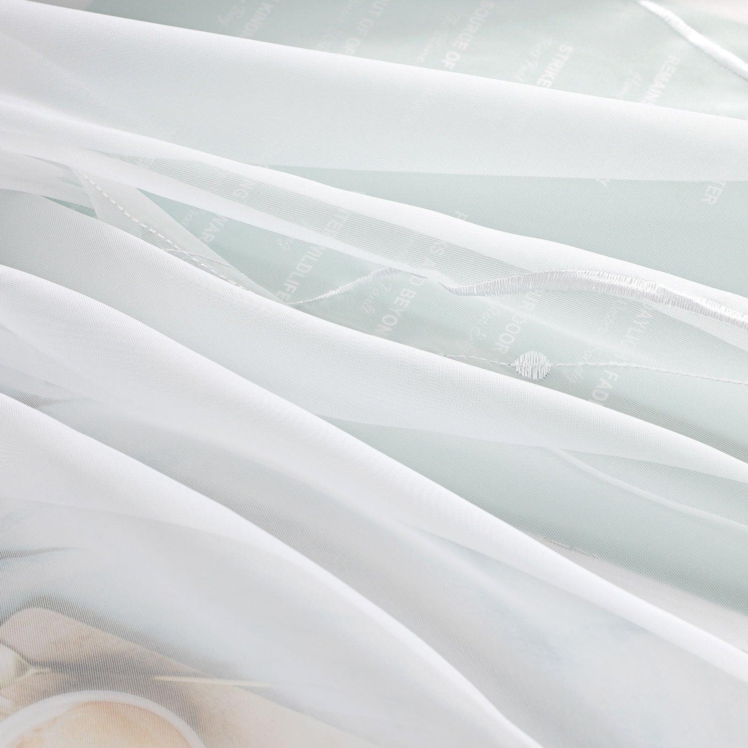 Roman Shade with Hook-and-Loop Tape Voile with Wave-and-Bead Pattern Embroidery 1 Piece - Gray, W x H 120 x 140cm