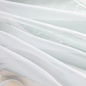 Roman Shade with Hook-and-Loop Tape Voile with Wave-and-Bead Pattern Embroidery 1 Piece - Gray, W x H 120 x 140cm