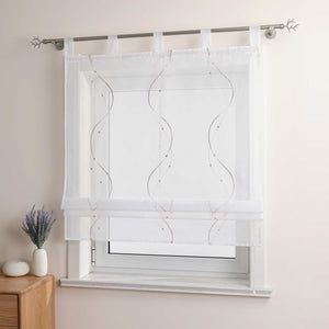 Roman Shade with Tab-Top Hanging and Wave Pattern Embroidery