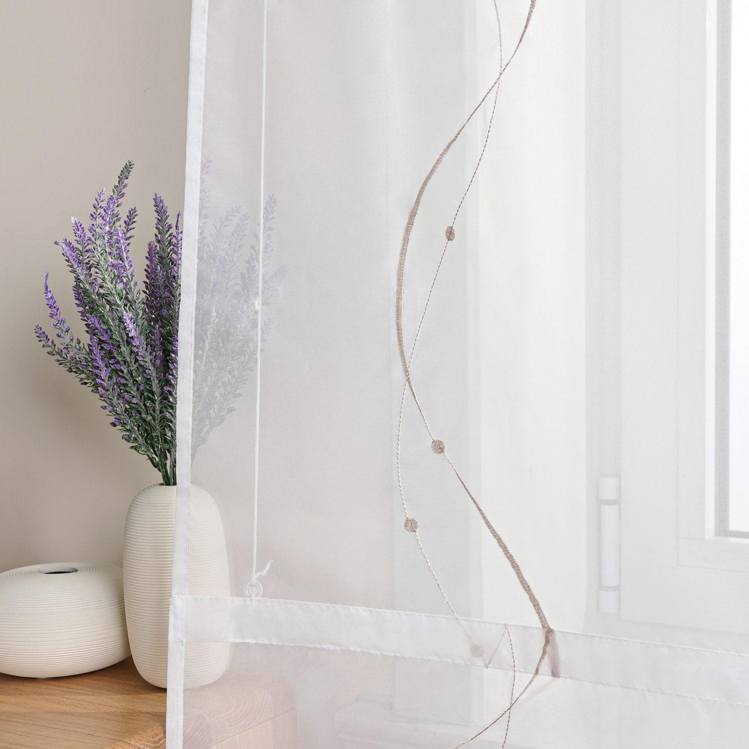 Roman Shade with Hook-and-Loop Tape Voile with Wave-and-Bead Pattern Embroidery 1 Piece