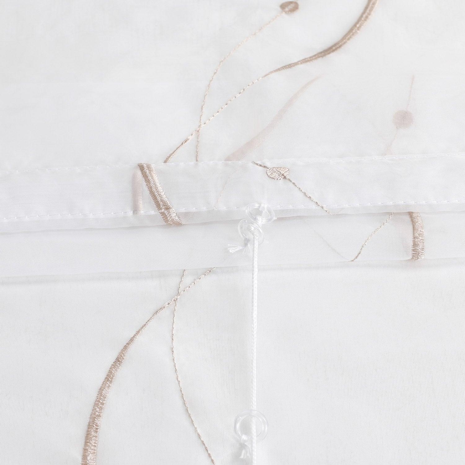 Roman Shade with Hook-and-Loop Tape Voile with Wave-and-Bead Pattern Embroidery 1 Piece