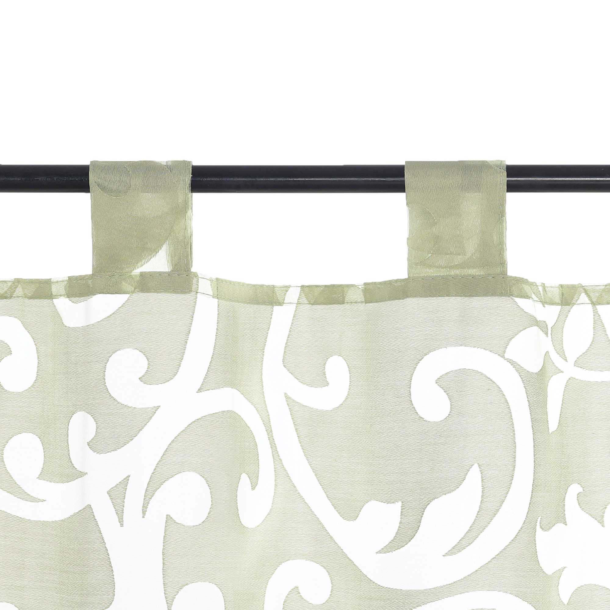 Cafe Curtain Voile with Tab-Top Hanging with Burnout Fabric