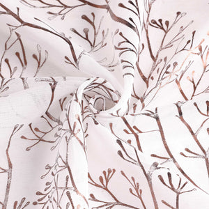 Curtain with Gold-Tone Branch Pattern and Curtain Tape