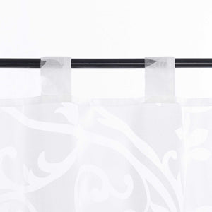 Cafe Curtain Voile with Tab-Top Hanging with Burnout Fabric - Green, H x W 60 x 120cm