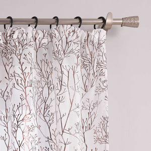Curtain with Gold-Tone Branch Pattern and Curtain Tape