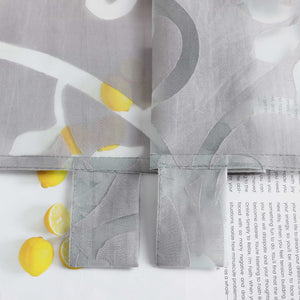 Cafe Curtain Voile with Tab-Top Hanging with Burnout Fabric - White, H x W 60 x 120cm