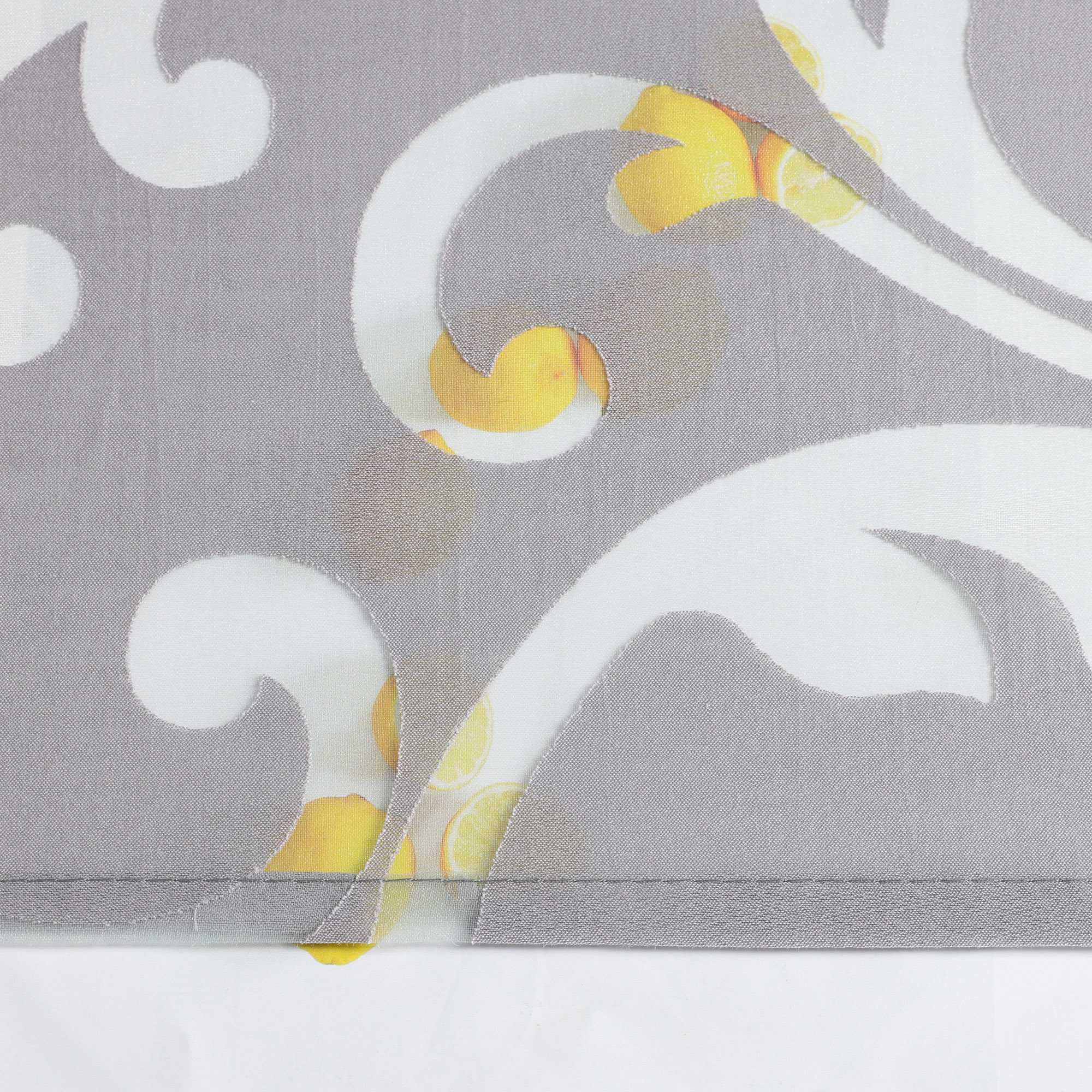 Cafe Curtain Voile with Tab-Top Hanging with Burnout Fabric - White, H x W 60 x 145cm