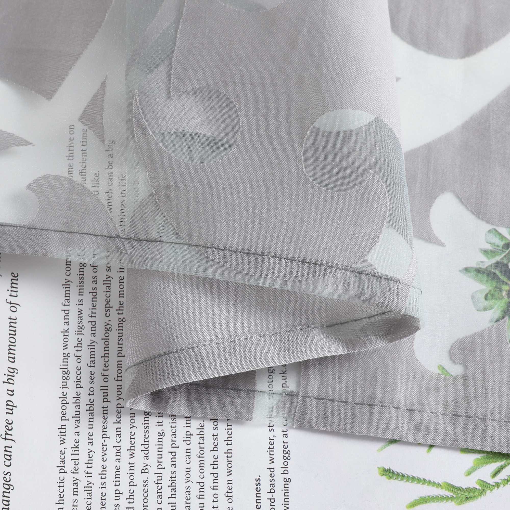 Cafe Curtain Voile with Tab-Top Hanging with Burnout Fabric