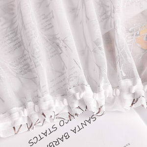 Curtain with Gold-Tone Branch Pattern and Curtain Tape