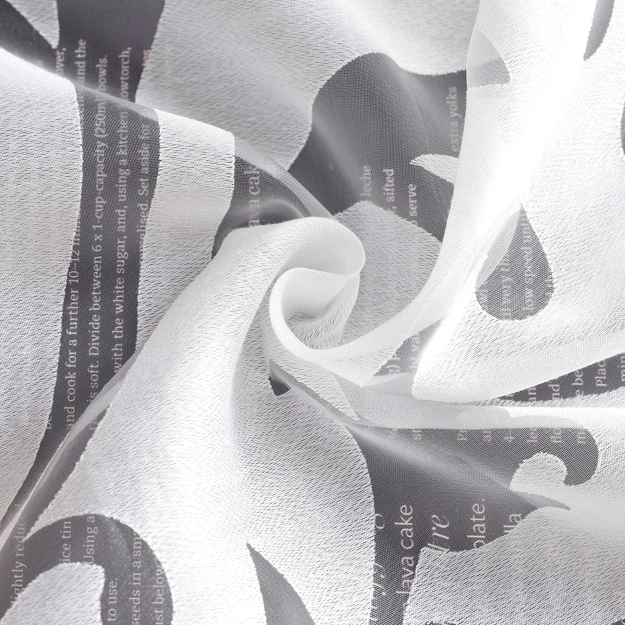 Cafe Curtain Voile with Tab-Top Hanging with Burnout Fabric - Gray, H x W 60 x 90cm