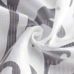 Cafe Curtain Voile with Tab-Top Hanging with Burnout Fabric - Gray, H x W 60 x 90cm