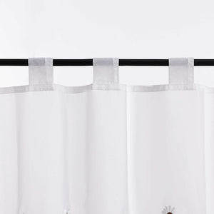 Cafe Curtains Country Style Sheer with Small Daisy Embroidery - White, H x W 60 x 120cm