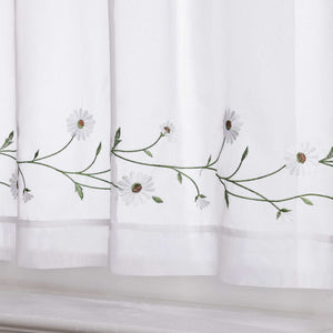 Cafe Curtains Country Style Sheer with Small Daisy Embroidery - White, H x W 45 x 90cm