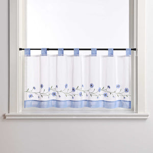Cafe Curtains Country Style Sheer with Small Daisy Embroidery - Yellow, H x W 60 x 140cm