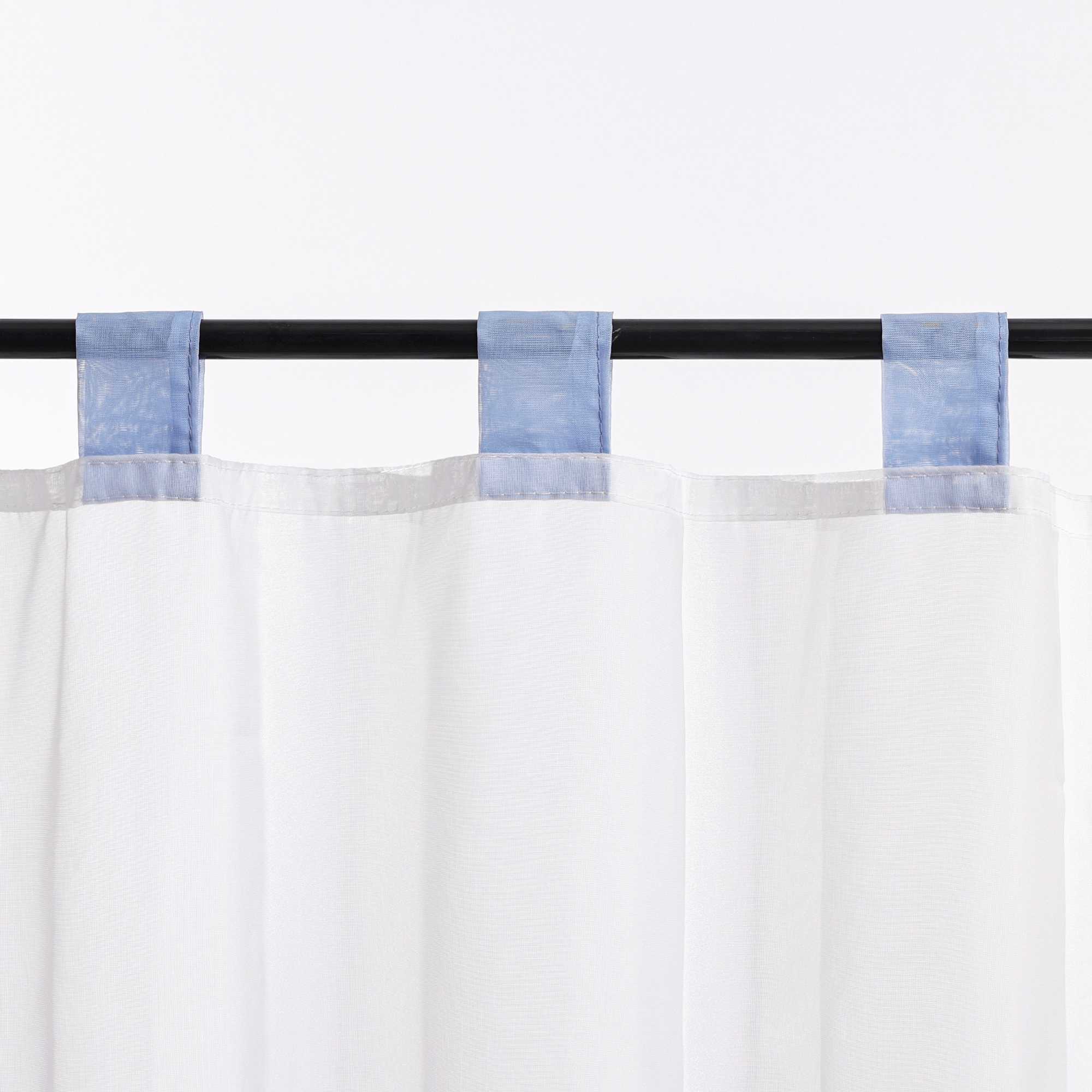 Cafe Curtains Country Style Sheer with Small Daisy Embroidery - Blue, H x W 45 x 120cm