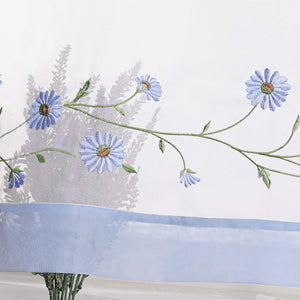 Cafe Curtains Country Style Sheer with Small Daisy Embroidery - Blue, H x W 45 x 90cm