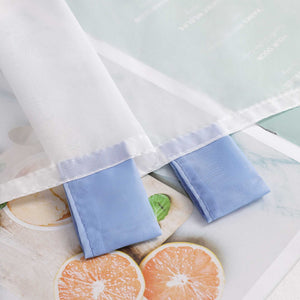 Cafe Curtains Country Style Sheer with Small Daisy Embroidery - Blue, H x W 45 x 140cm