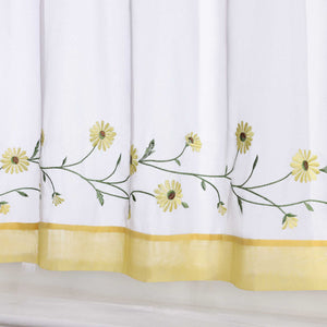 Cafe Curtains Country Style Sheer with Small Daisy Embroidery - Yellow, H x W 30 x 120cm