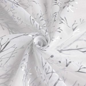 Curtain with Gold-Tone Branch Pattern and Curtain Tape - Brown, W x H 140 x 260cm