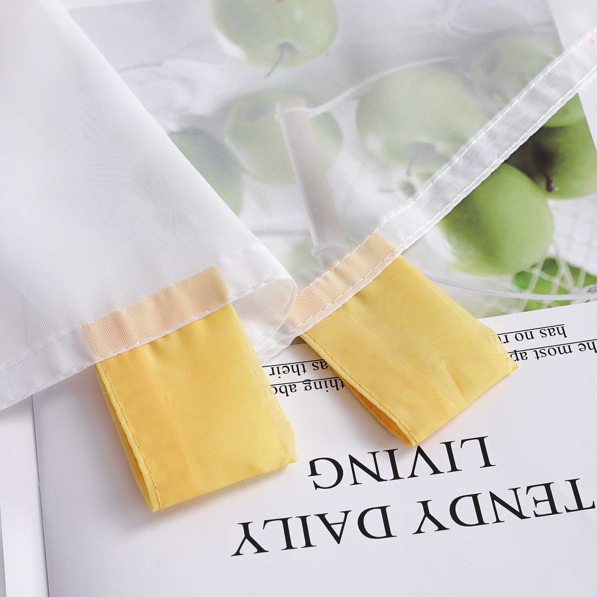 Cafe Curtains Country Style Sheer with Small Daisy Embroidery - Yellow, H x W 45 x 140cm