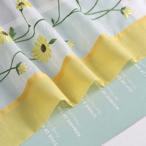 Roman Shade Voile with Tab-Top Hanging and Floral Pattern Embroidery 1 Piece - Blue, W x H 100 x 150cm