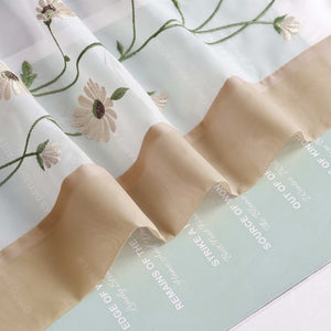 Roman Shade Voile with Tab-Top Hanging and Floral Pattern Embroidery 1 Piece