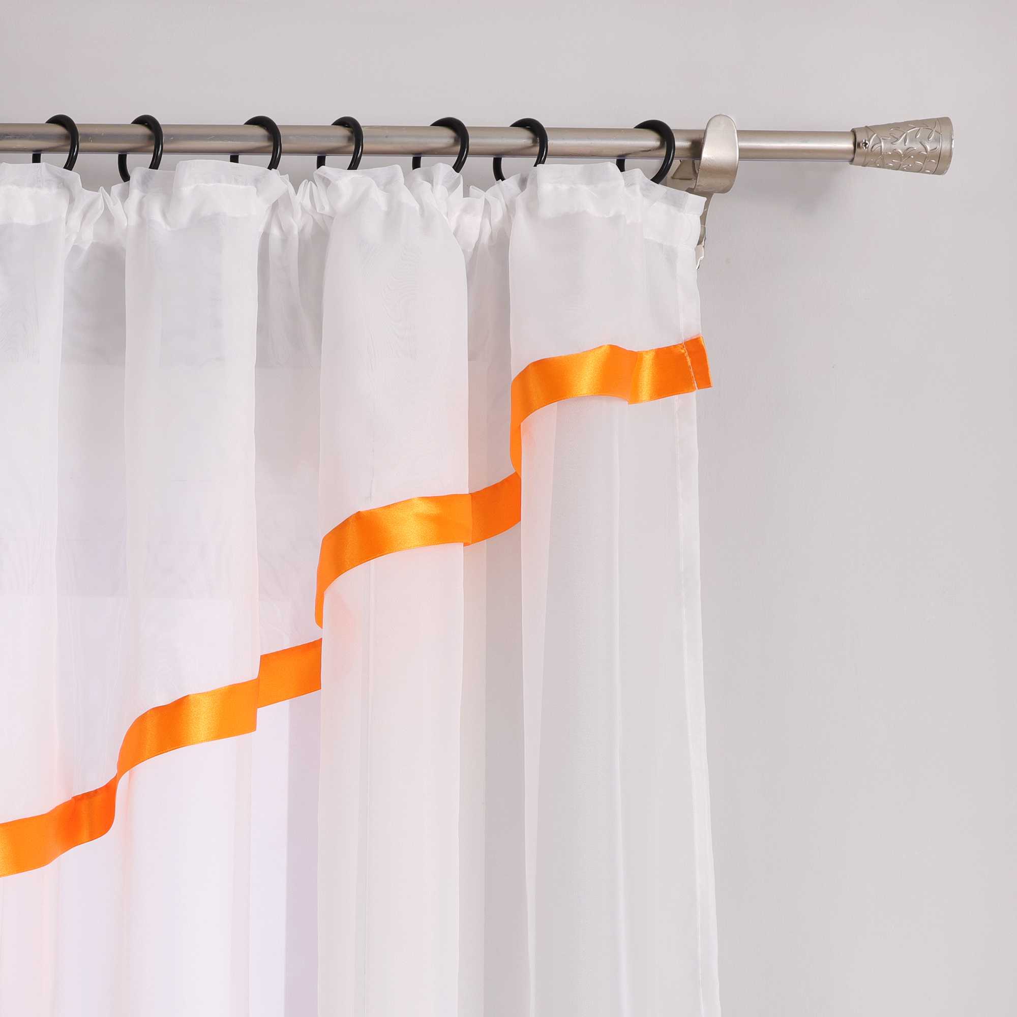 Cafe Curtain with Scalloped Edge, Satin Ribbon and Valance - Green, H x W 145 x 600cm