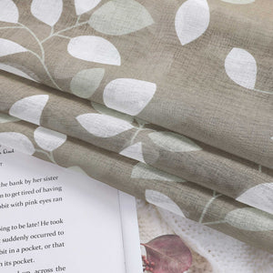 Hook-and-Loop Sliding Panel Curtains with Leaf Pattern Light-Filtering Set of 2